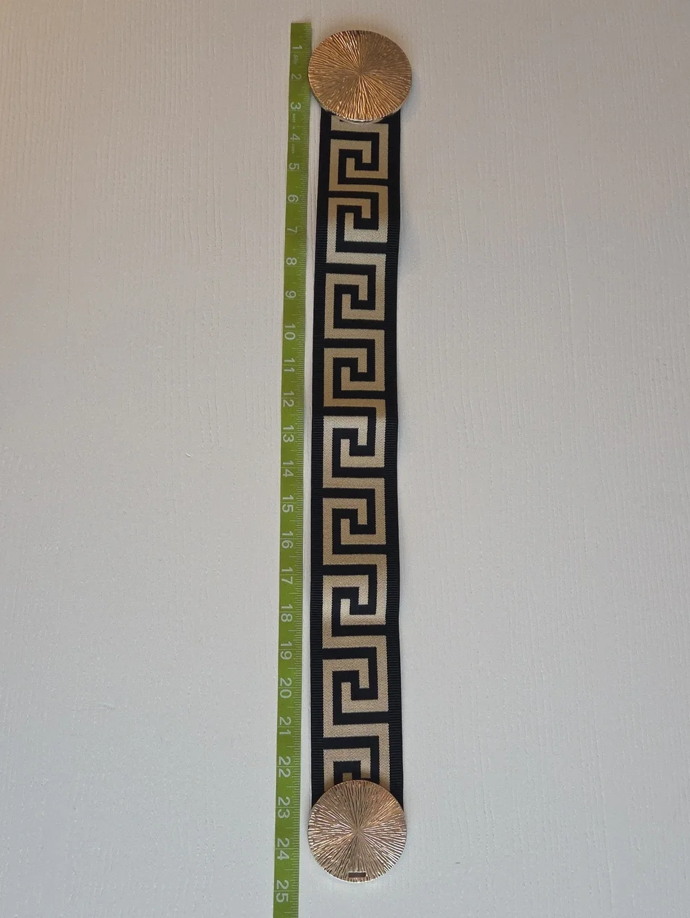 Stretchy Waist Beige And Black Belt With Gold Buckle